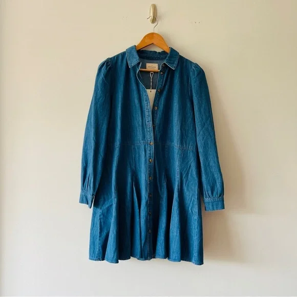 New Sezane Sol Denim Dress Size Us 4​ - Picture 2 of 8